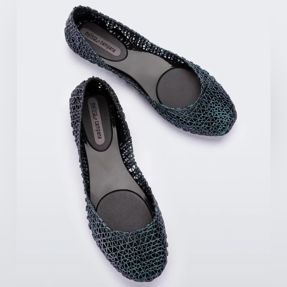 Melissa Campana Black Mesh Flats Size 9